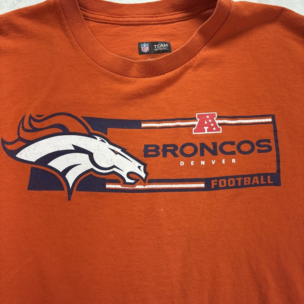 Denver Broncos Football T Shirt Orange NFL Team Apparel Size XL - Picture 2 of 10